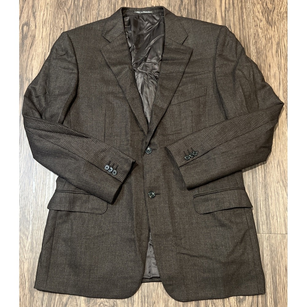 Men's Brown Patterned Two-Button Blazer